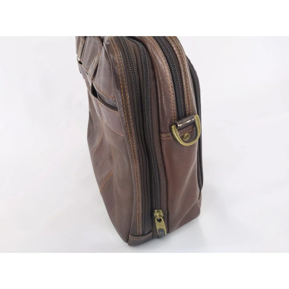 Samsonite Brown Leather Laptop Briefcase Business Bag Organizer‎ Expandable